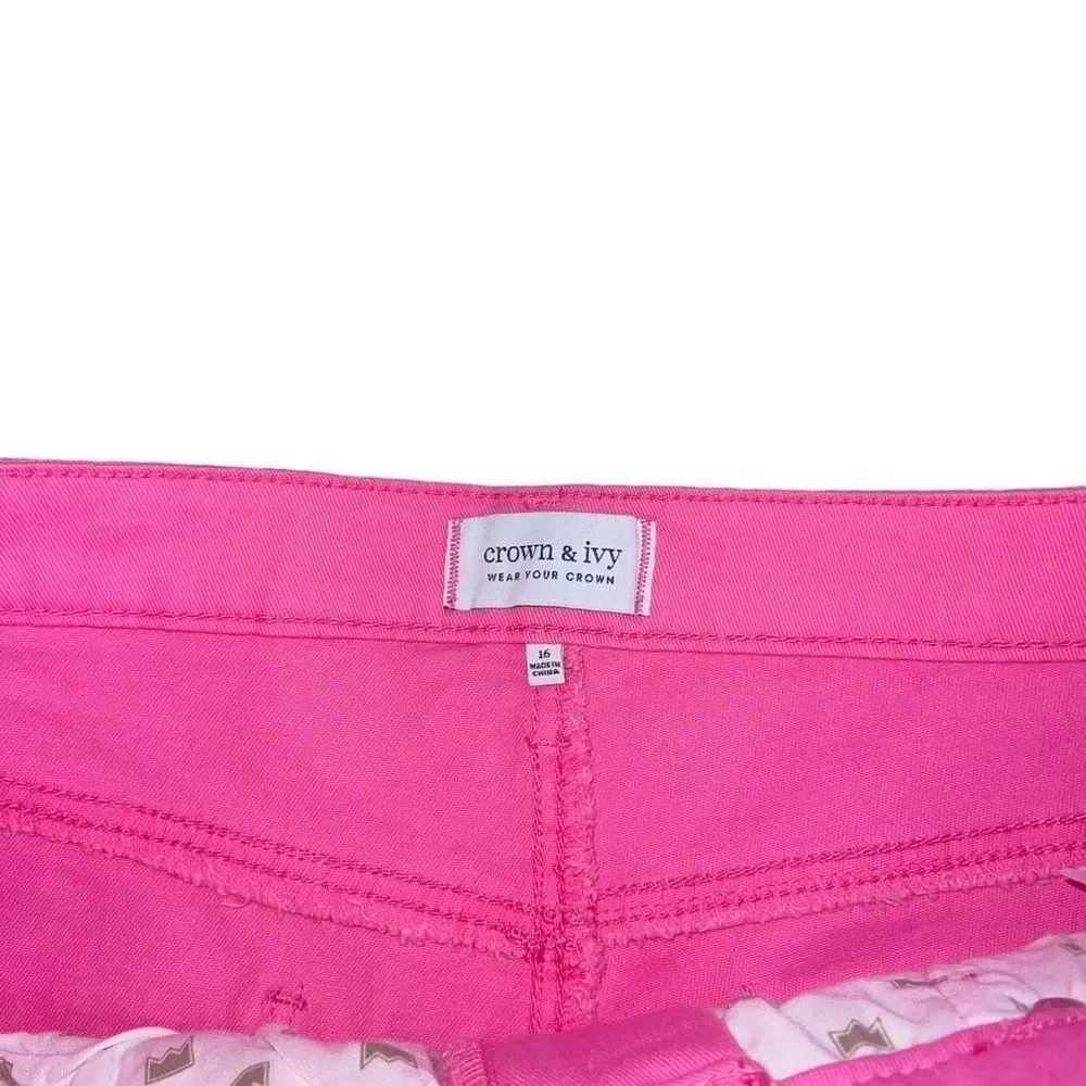 NWT CROWN & IVY Pink Denim Shorts Size 16 - Picture 4 of 7
